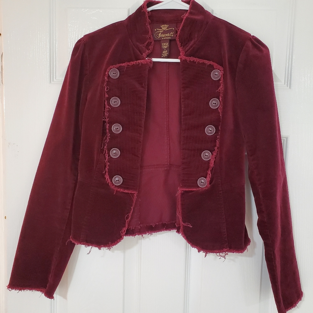 Red Cotton Blazer Forever 21 Vintage